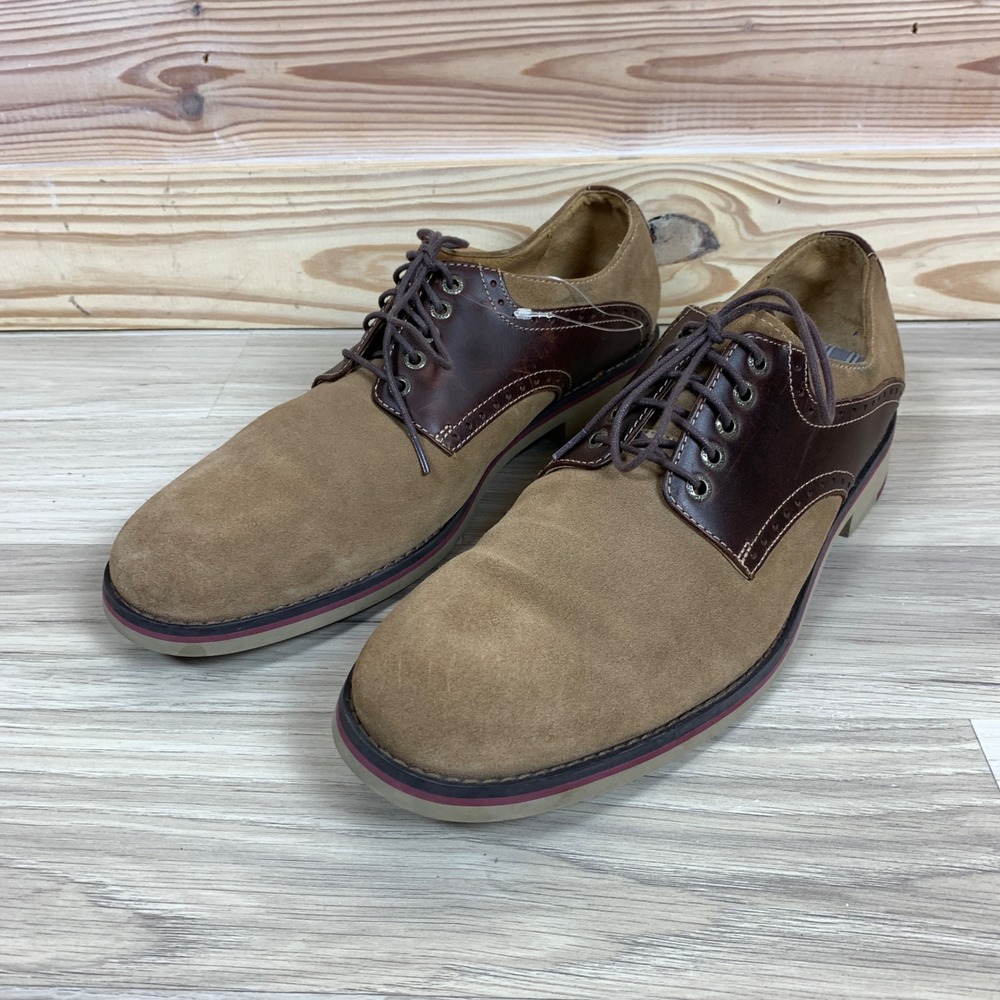 Johnston & Murphy Oxford Mens 9.5 Brown Tan Suede‎ Leather Saddle Shoes Academia